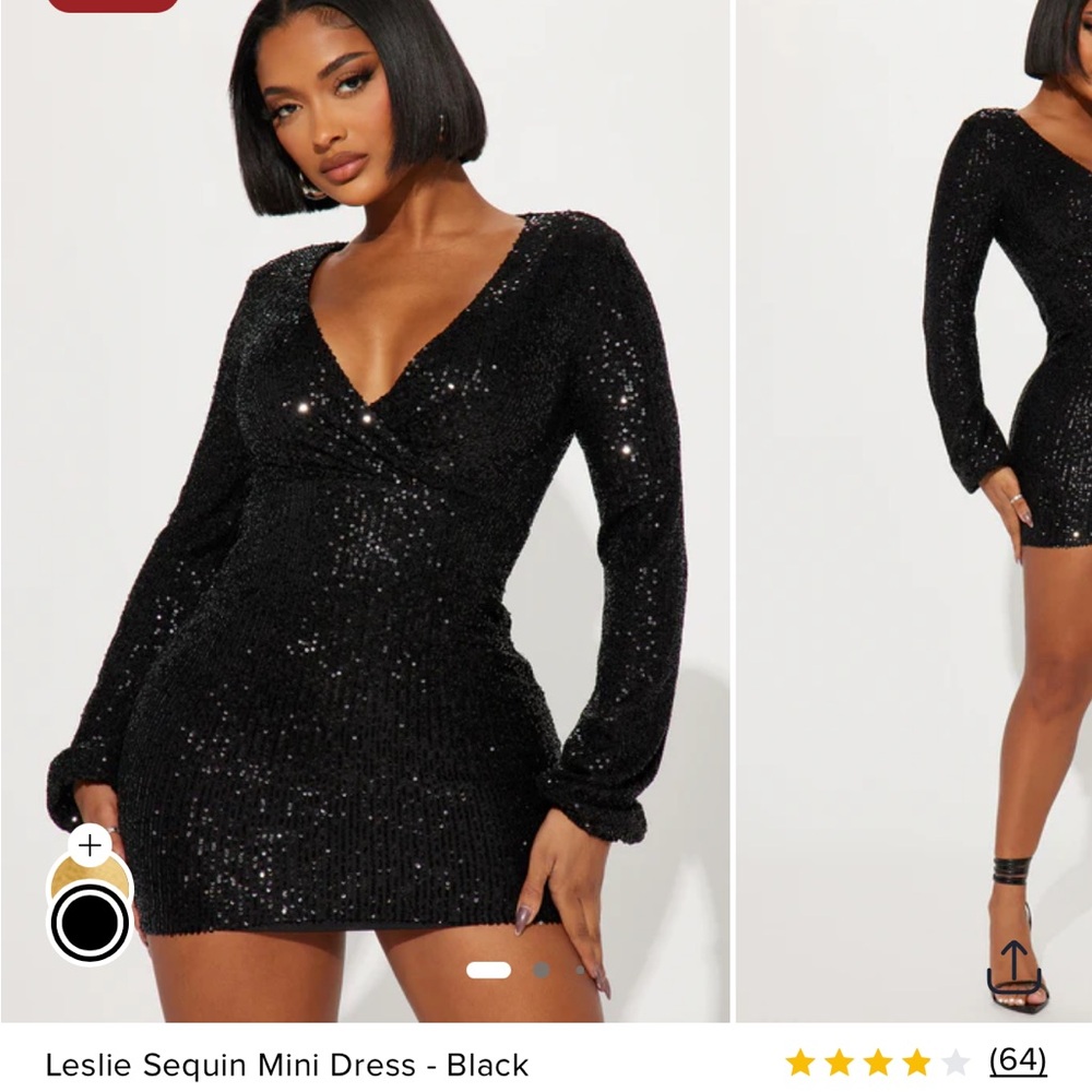 Fashion Nova Black Sequin Long Sleeve Dress